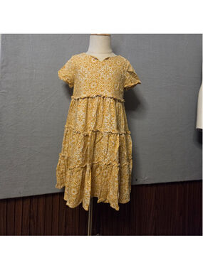 Girls Tommy Bahama Casual Dress Size 5T Yellow White Floral